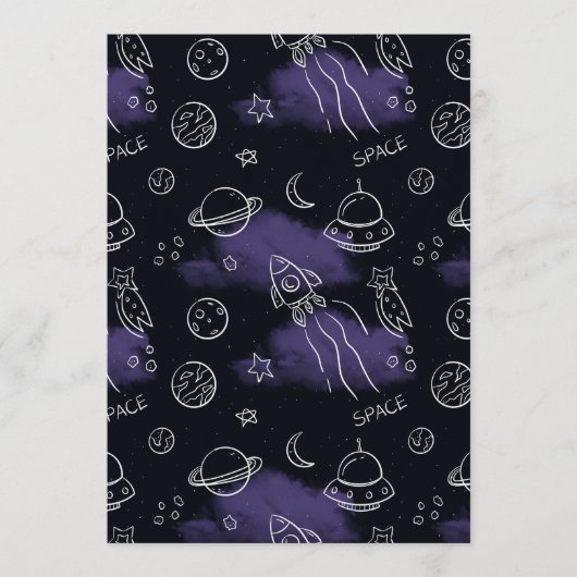 Whimsical Purple Outer Space Seamless Pattern Kaart (Voorkant)