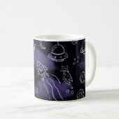 Whimsical Purple Outer Space Seamless Pattern Koffiemok (Voorkant rechts)