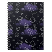 Whimsical Purple Outer Space Seamless Pattern Notitieboek (Voorkant)