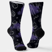 Whimsical Purple Outer Space Seamless Pattern Sokken (Gebogen)