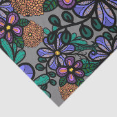 Whimsical Purple Peach Floral Doodle Art Pattern Tissuepapier (Detail)
