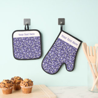 Whimsical Purple Polka Dot Doodles Pattern Ovenwant & Pannenlap Set