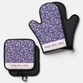 Whimsical Purple Polka Dot Doodles Pattern Ovenwant & Pannenlap Set (Voorkant / Achterkant)