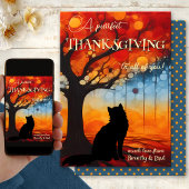 Whimsical Purrfect Cat Thanksgiving Feestdagenkaart