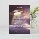 Whimsical QR Code Sci-fi UFO Space Wedding Kaart (Staand voorkant)