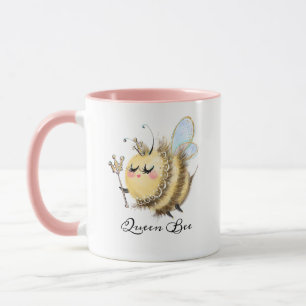 Whimsical Queen Bee met kroon en toverstok Mok