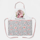 Whimsical Queen of the Kitchen Pink Flamingo Schort (Voorkant)