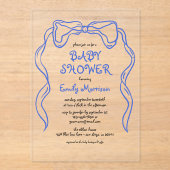 Whimsical Quirky Blue Bow Baby Boy Shower Acryl Uitnodigingen (Voorkant)