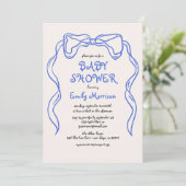 Whimsical Quirky Blue Bow Baby Boy Shower Kaart (Staand voorkant)