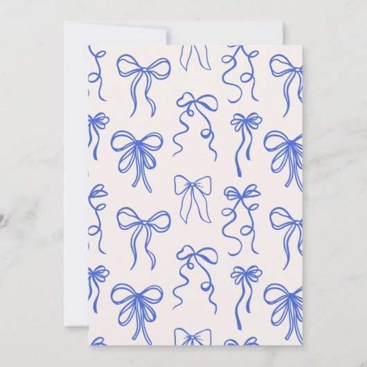 Whimsical Quirky Blue Bow Baby Boy Shower Kaart (Achterkant)