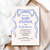 Whimsical Quirky Blue Bow Baby Boy Shower Kaart