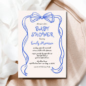 Whimsical Quirky Blue Bow Boy Baby shower Kaart