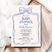 Whimsical Quirky Blue Bow Boy Baby shower Kaart