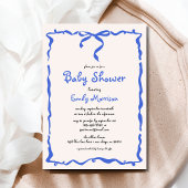 Whimsical Quirky Blue Bow Boy Baby shower Kaart