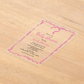 Whimsical Quirky Blush Pink Bow Baby shower Acryl Uitnodigingen (Laagn)