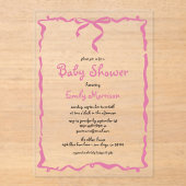 Whimsical Quirky Blush Pink Bow Baby shower Acryl Uitnodigingen (Voorkant)