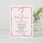 Whimsical Quirky Blush Pink Bow Baby shower Kaart (Staand voorkant)