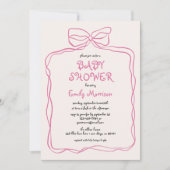 Whimsical Quirky Blush Pink Bow Baby shower Kaart (Voorkant)