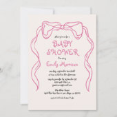 Whimsical Quirky Blush Pink Bow Baby shower Kaart (Voorkant)