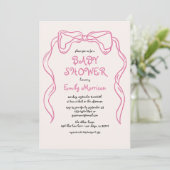 Whimsical Quirky Blush Pink Bow Baby shower Kaart (Staand voorkant)