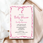 Whimsical Quirky Blush Pink Bow Baby shower Kaart