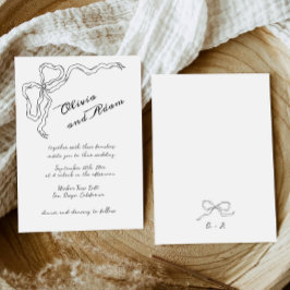 Whimsical Quirky Bow Handschrift Elegante bruiloft Kaart