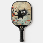 *~* Whimsical Quirky Cat AP68 Bloemen 8 FOTO Pickleball Paddle (Voorkant)