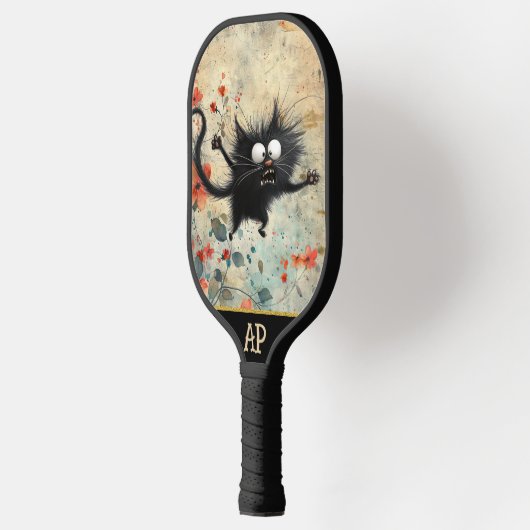 *~* Whimsical Quirky Cat AP68 Bloemen 8 FOTO Pickleball Paddle (Links)