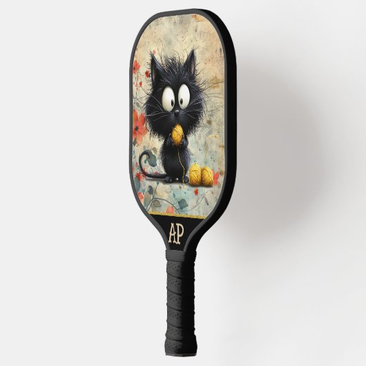 *~* Whimsical Quirky Cat AP68 Floral 11 FOTO Pickleball Paddle (Links)