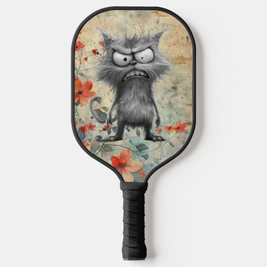 *~* Whimsical Quirky Cat AP68 Floral 5 FOTO Pickleball Paddle (Voorkant)