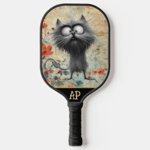 *~* Whimsical Quirky Cat AP68 Floral 6 FOTO Pickleball Paddle