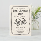 Whimsical Quirky Cheers and Beers Bachelor Kaart (Staand voorkant)