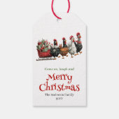 Whimsical Quirky Chickens Xmas Gift Tag Cadeaulabel (Achterkant)