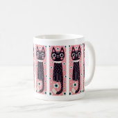 Whimsical Quirky Doodle Black Cat Tekening Koffiemok (Voorkant rechts)