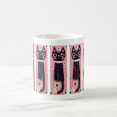 Whimsical Quirky Doodle Black Cat Tekening Koffiemok (Center)