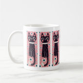 Whimsical Quirky Doodle Black Cat Tekening Koffiemok (Links)