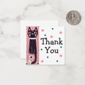 Whimsical Quirky Doodle Black Cat Tekening Notitiekaartje (Voorkant / Achterkant in situ)