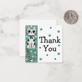 Whimsical Quirky Doodle Cat Tekening Notitiekaartje (Voorkant / Achterkant in situ)