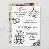 Whimsical Quirky Doodle Foto Leuke bruiloft Kaart (Voorkant / Achterkant)