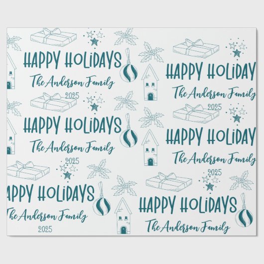 Whimsical Quirky Doodle Holiday Cadeaupapier (Vlak)