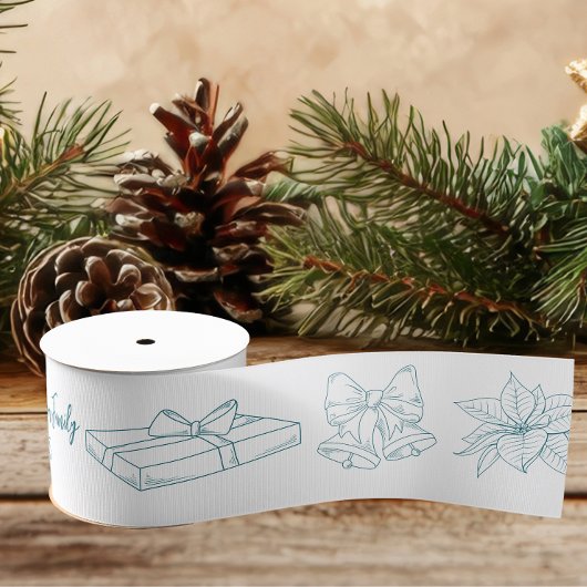 Whimsical Quirky Doodle Holiday Grosgrain Lint