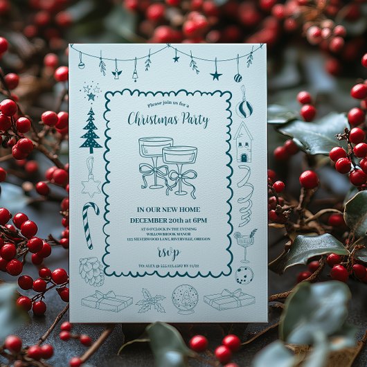 Whimsical Quirky Doodle Holiday Kaart