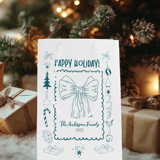 Whimsical Quirky Doodle Holiday Medium Cadeauzakje