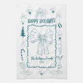 Whimsical Quirky Doodle Holiday Theedoek (Verticaal)