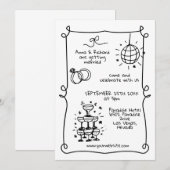 Whimsical Quirky Doodle Lijst Franse retro bruilof Kaart (Voorkant / Achterkant)