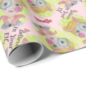 Whimsical Quirky Elf Mid Century Retro Kerstmis Cadeaupapier (Rol Hoek)