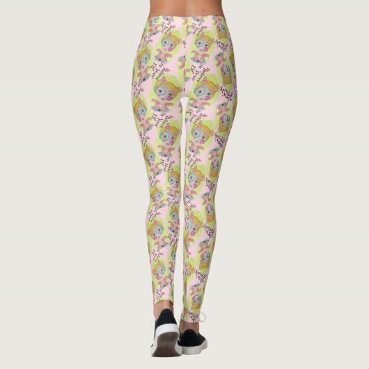 Whimsical Quirky Elf Voeg naam toe Schattige Retro Leggings (Achterkant)