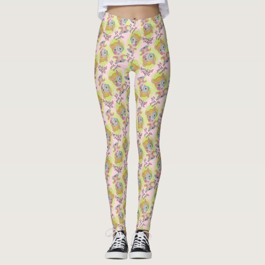 Whimsical Quirky Elf Voeg naam toe Schattige Retro Leggings (Voorkant)