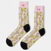 Whimsical Quirky Elf Voeg naam toe Schattige Retro Sokken (Links)