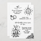 Whimsical Quirky Fun Doodle Geïllustreerde bruilof Kaart (Voorkant / Achterkant)